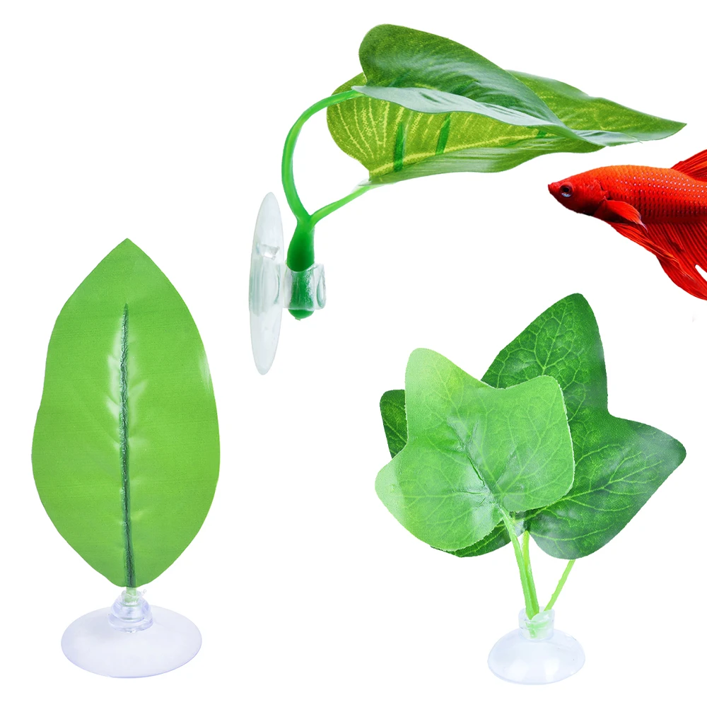 Украшение для аквариума, украшение для аквариума, Betta Fish Leaf Pad, аквариумный пейзаж, пластиковые на присосках гамак для рыбок-Петушков - Цвет: 3pcs