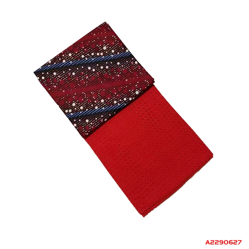 

Best Selling Popular Wax cotton fabric 3 yards and Punched cotton Cord Lace fabric 2.5 yards WL190627