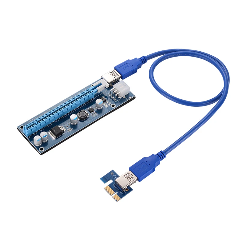 VER 007 PCIe PCI E Express 1x к 16x Riser Card USB 3 0 кабель для передачи данных SATA 6Pin IDE Molex блок питания
