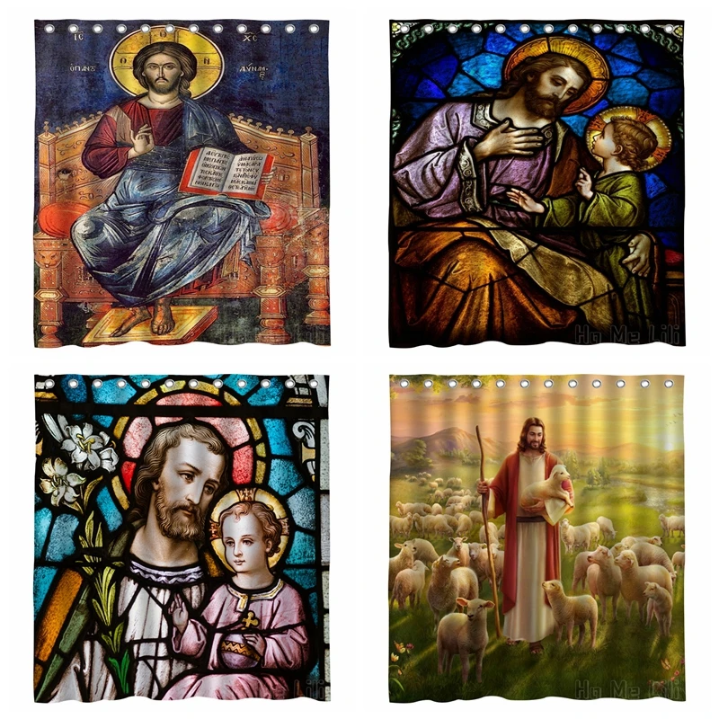 Western Religious Belief St. John the Lord Jesus Christian Bible Series By Ho Me Lili Shower Curtain Bathroom Decor |