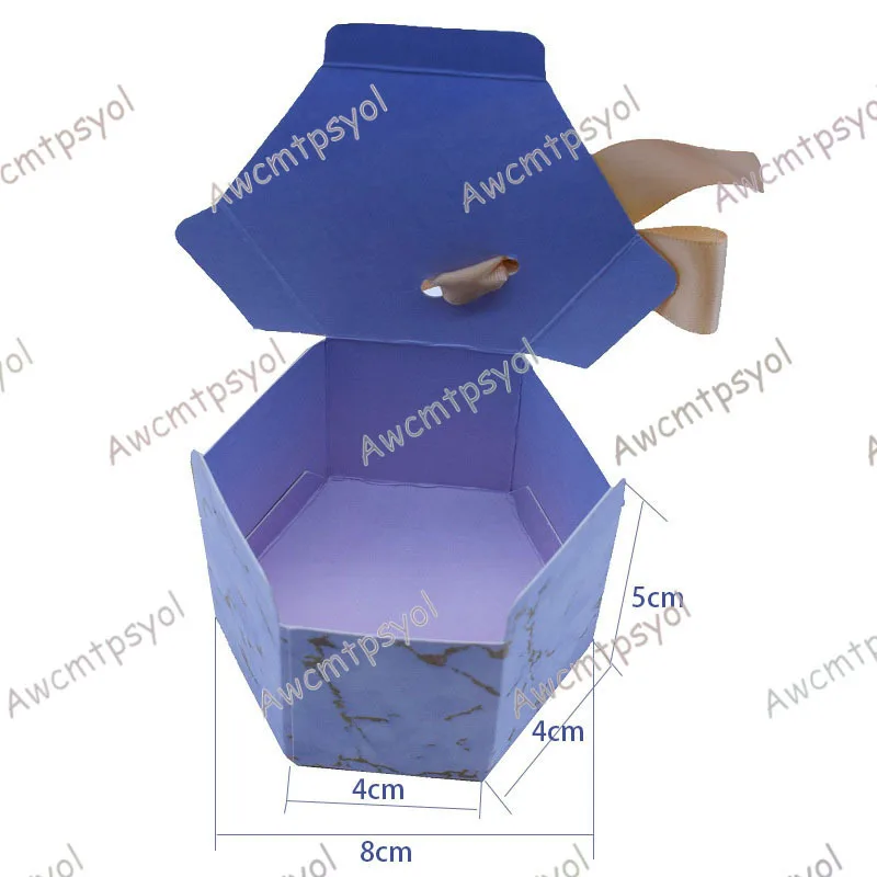 Серебристая Шестигранная Свадебная бумажная коробка конфет Подарочная сумка с