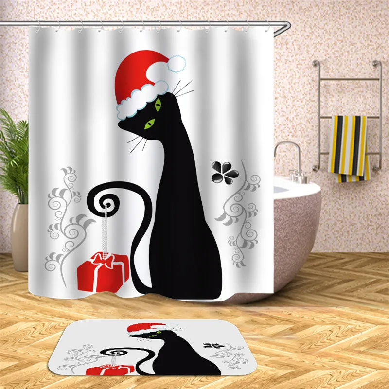 Занавески для душа в ванную комнату с изображением кошки забавная