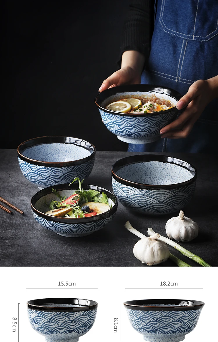 RUX мастерская японская Керамическая пиала для риса Ramen миска салат лапша суп чаша Ресторан Кухня Посуда Украшение Дома