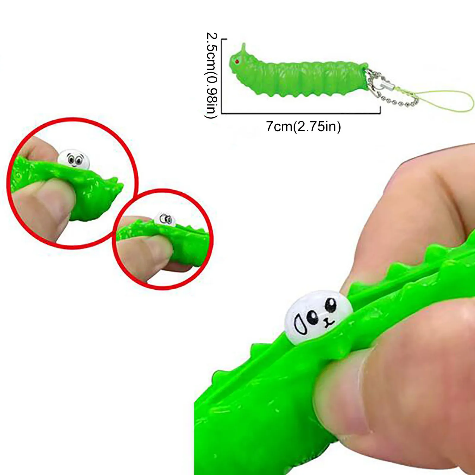

2/4pcs Stress Relief Fidget Toys Keychain Backpack Mobile Phone Animal Pendant Simulation Plastic Caterpillar Squeeze Toy#K