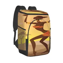 Large Cooler Bag Thermo Lunch Picnic Box Dancing African Woman Insulated Backpack Ice Pack Fresh Carrier Thermal Shoulder Bag