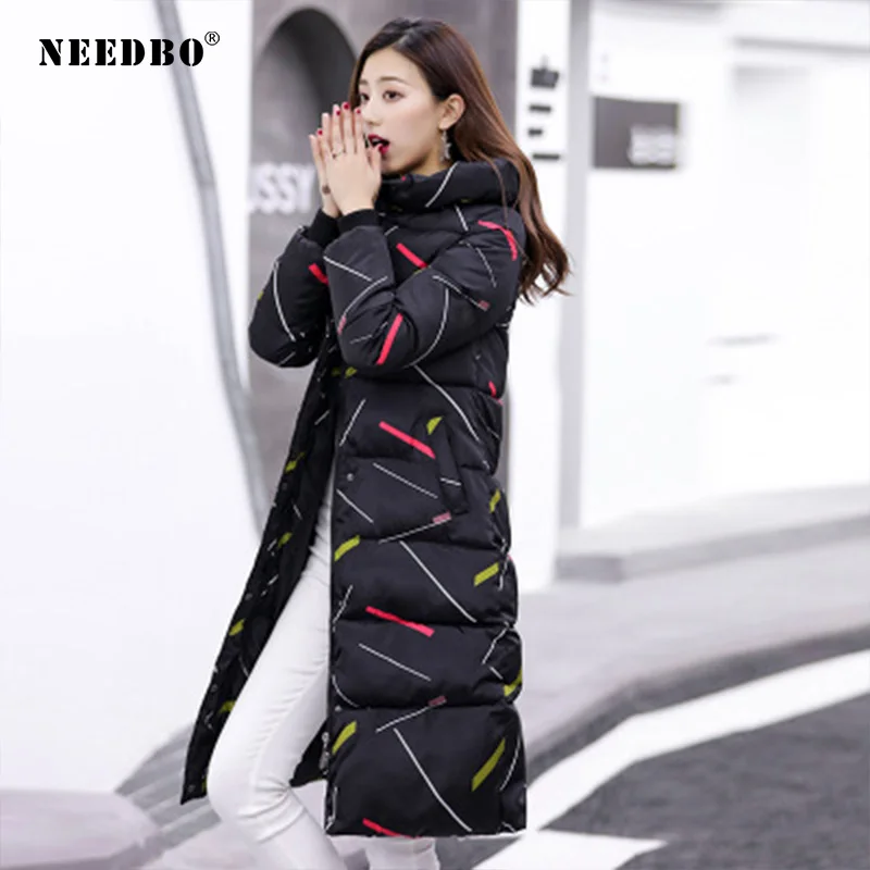 

Winter Jacket Women Long Parka Slim Print Winter Coat Women Hood Elegant Padde Feminine Women Winter Coats and Jacket Outwear