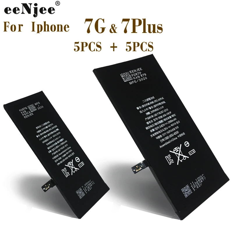 EENJEE батарея для мобильного телефона 5 шт. батареи Iphone 7 7G и Plus Высокое качество