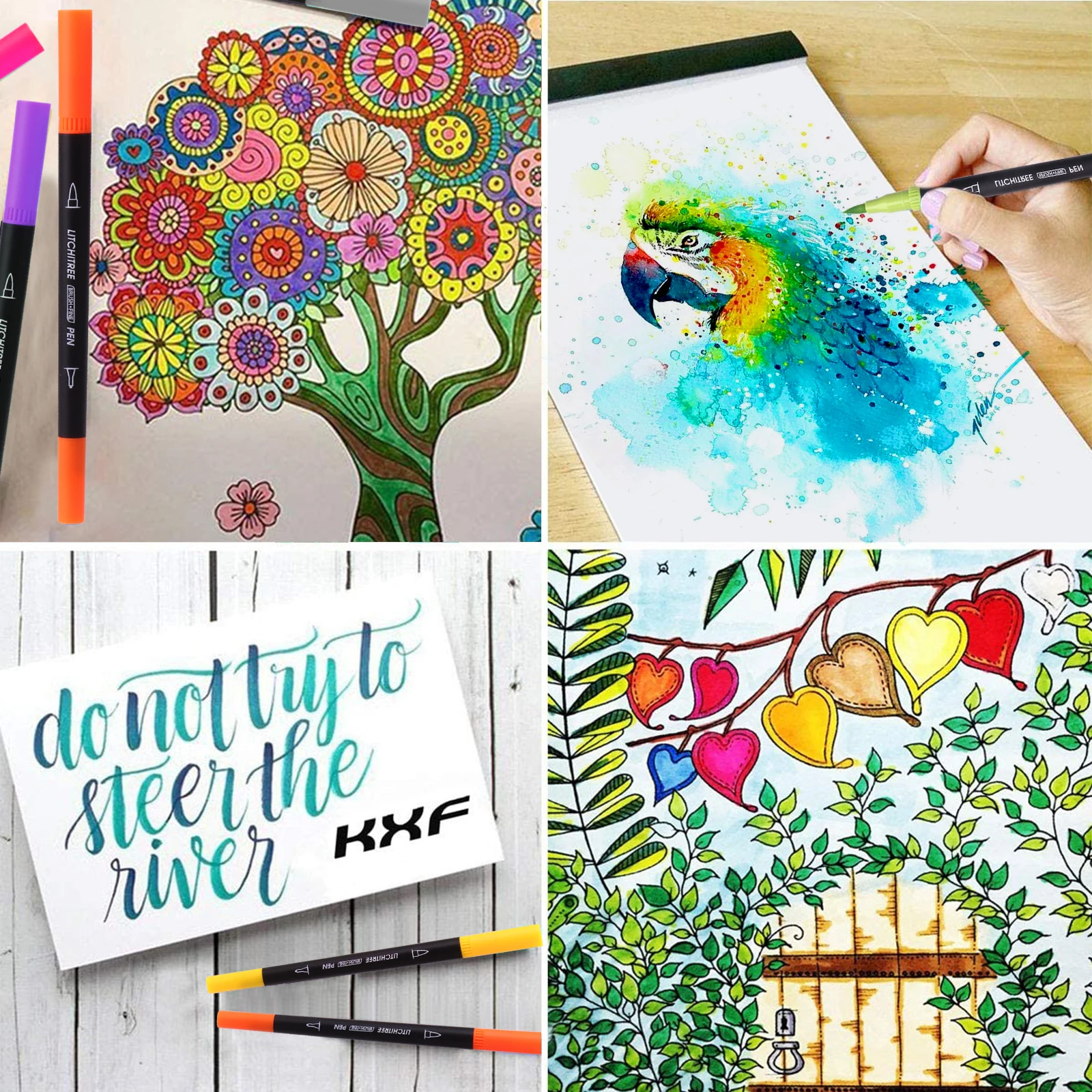 

Dual Tip Pens,72 Color Pens, Brush Pens Watercolour Fineliners Art Marker for Adults, Felt Tip Pens for Manga, Colouring Books