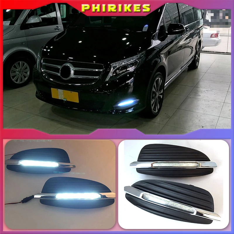 

Светодиодные дневные ходовые огни для Mercedes Benz V-Class Vito V250 V260 2016 2017 2018 автомобильные аксессуары 12 В DRL Противотуманные фары, 2 шт.