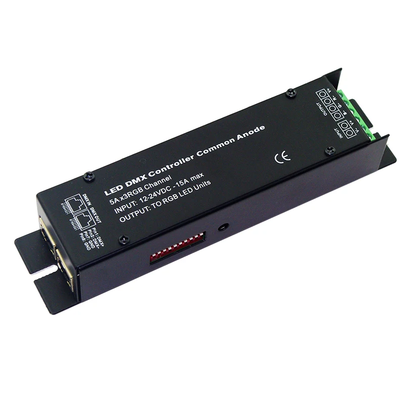 DC 12 В 24 DMX512 декодирование 5A * 3 канала RGB 15A Макс светодиодный контроллер DMX общий