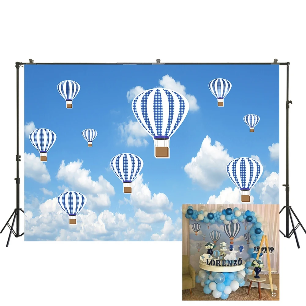 Приключения тематическая вечеринка на день рождения фон синий горячий воздух
