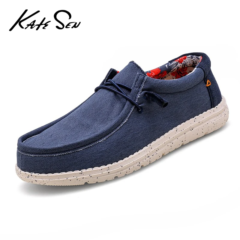 KATESEN Мужская парусиновая обувь дышащая повседневная для вождения легко носить