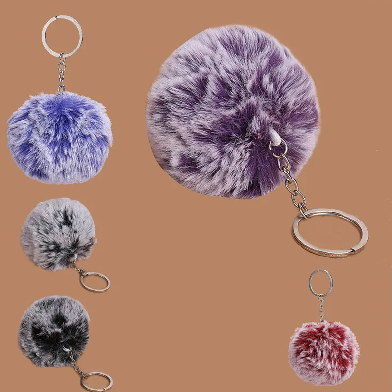 Цепочка для ключей женская помпон 1 мяч 2 цвета 8 см из белого меха 3 дюйма |