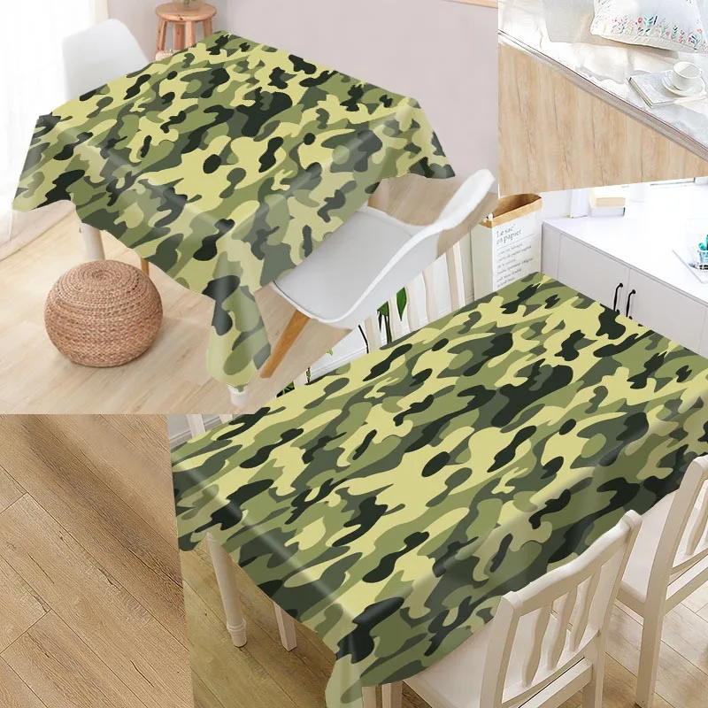 

Camo Background Custom Table Cloth Oxford Fabric Rectangular Waterproof Oilproof Table Cover Family Party Tablecloth