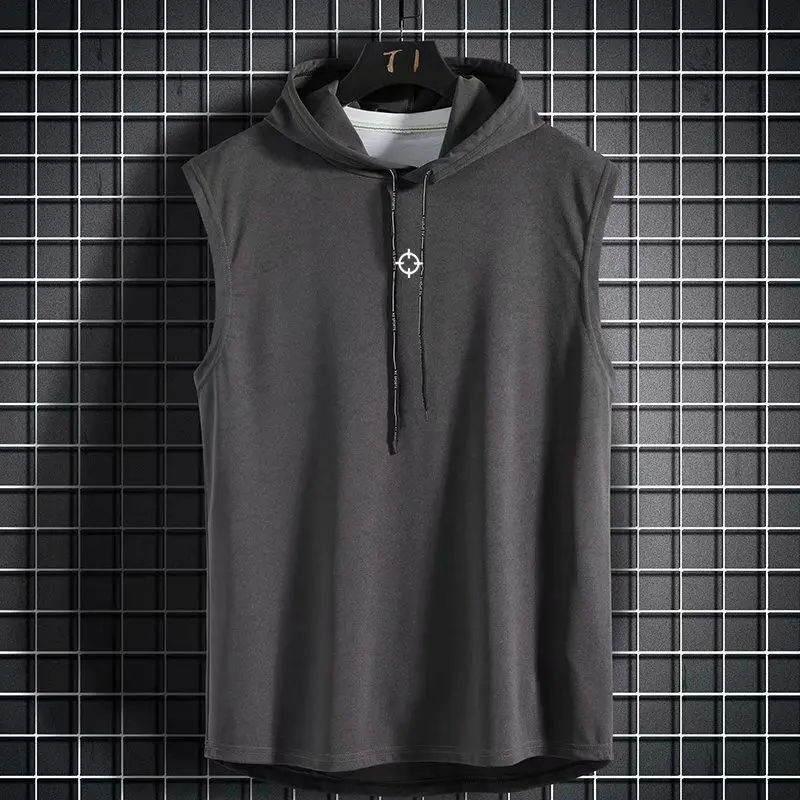Мужская майка с капюшоном для занятий спортом без рукавов | одежда