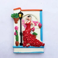 qiqipp european and spanish tourist souvenirs flamenco dancer girl 3d magnet fridge magnet