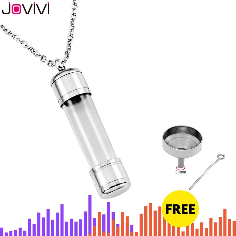 JOVIVI 1x акриловый контейнер из нержавеющей стали цилиндрическая трубка кулон в