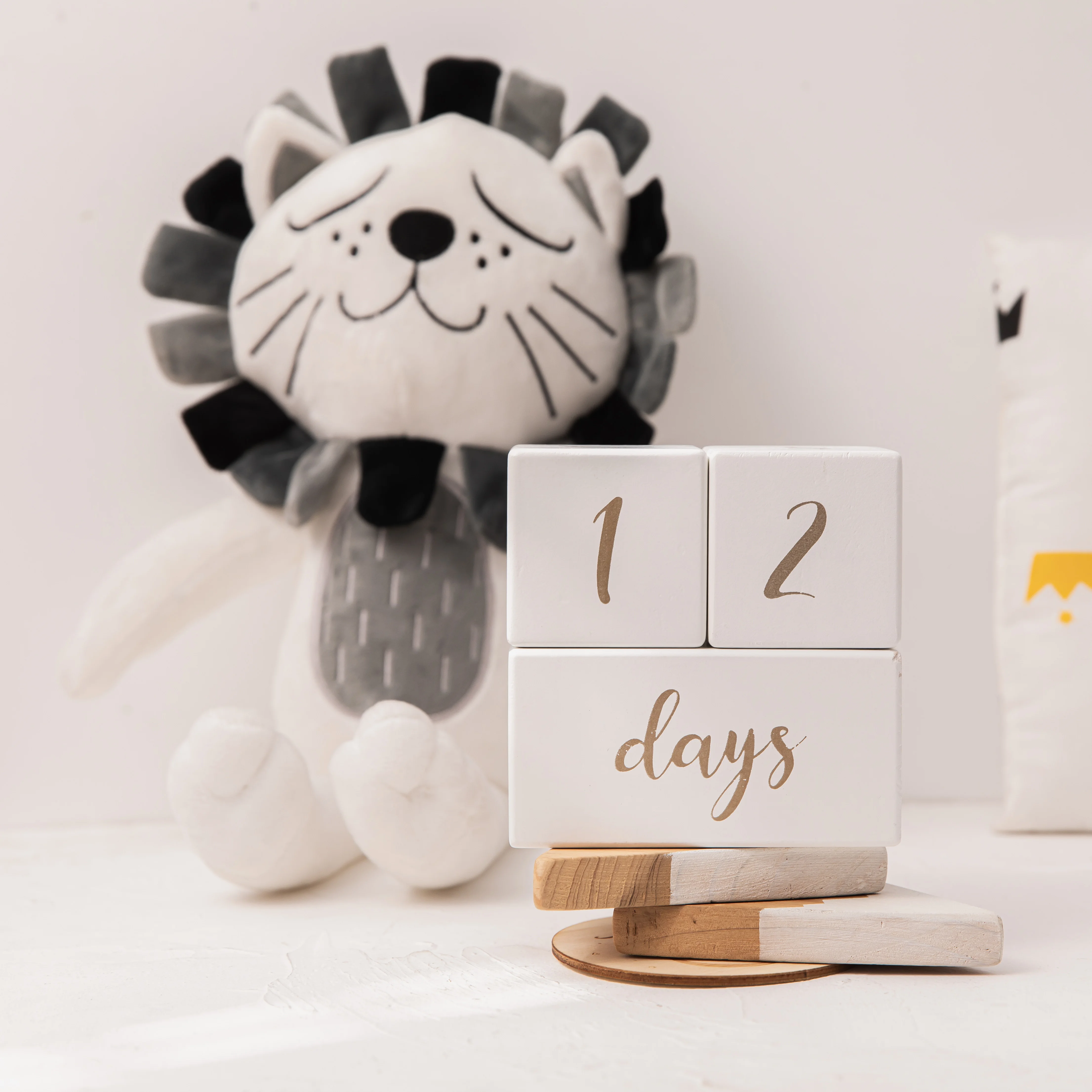 

3 pcs/set Wooden Baby Cube Milestone Cards White Baby Birth Month Number Commemorative Milestone Souvenir Photography Props