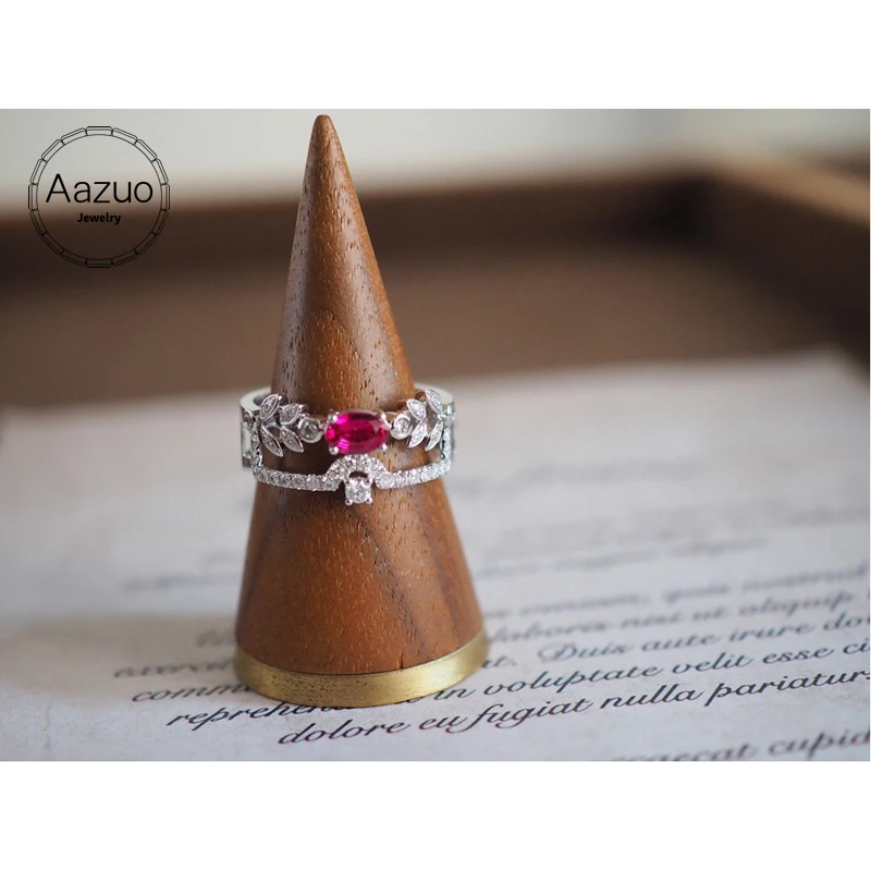 Aazuo 18K твердое белое золото натуральный Овальный Рубин 0 30 карат настоящие