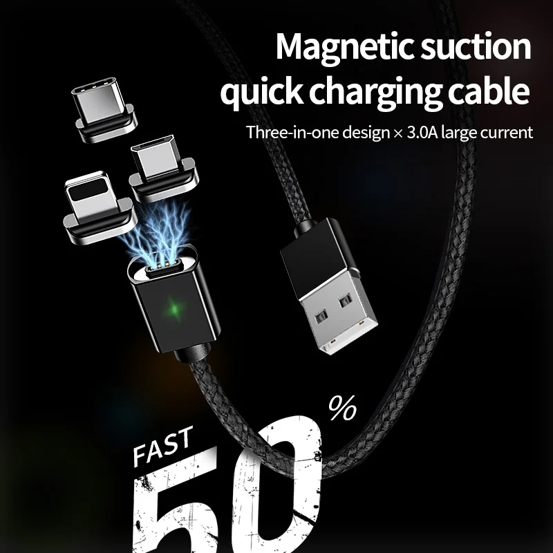 Магнитный USB-кабель Micro USB Type-C кабель для быстрой зарядки и передачи данных iphone