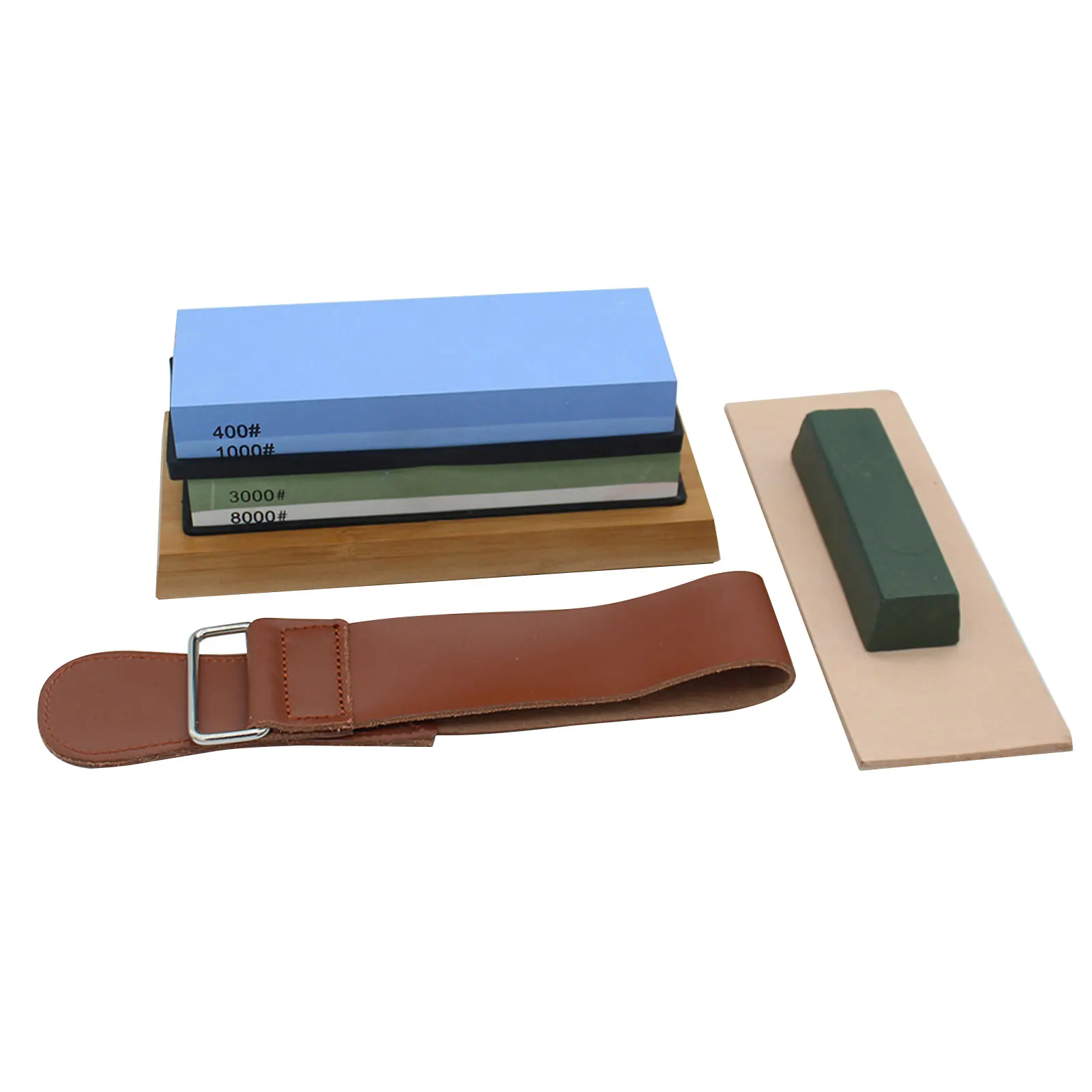 

Точильный камень для ножей, белый корунд, двусторонний точильный камень с кожаной полосой, зеленая шлифовальная точилка для воска, кухонные...