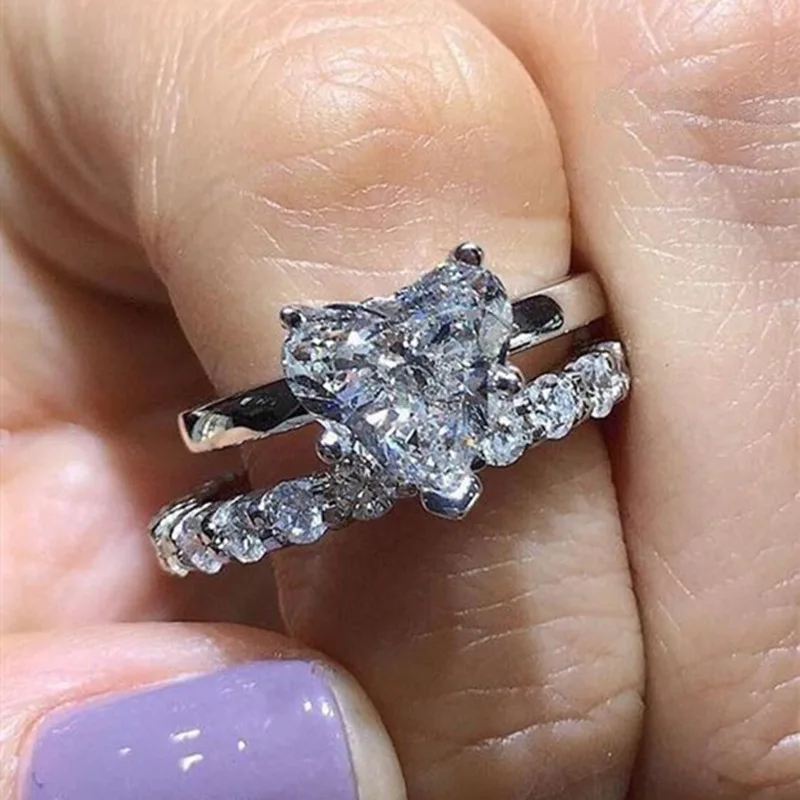 Модные изысканные обручальные кольца с цирконом в форме сердца на День святого