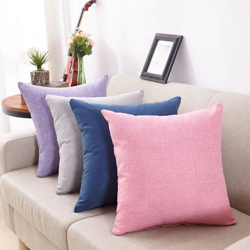 Наволочки для подушек декоративный квадратный однотонный чехол из хлопка и льна