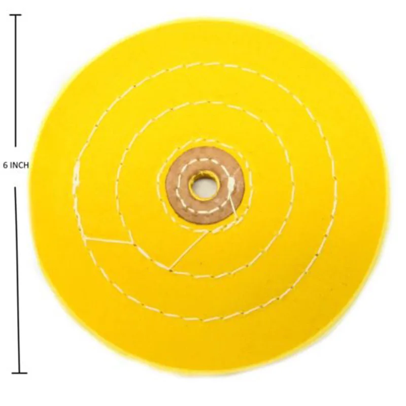 1x 150mm Cloth Buffing Polishing Wheel Cotton Jewelry Grinder Pad 50 Ply Yellow