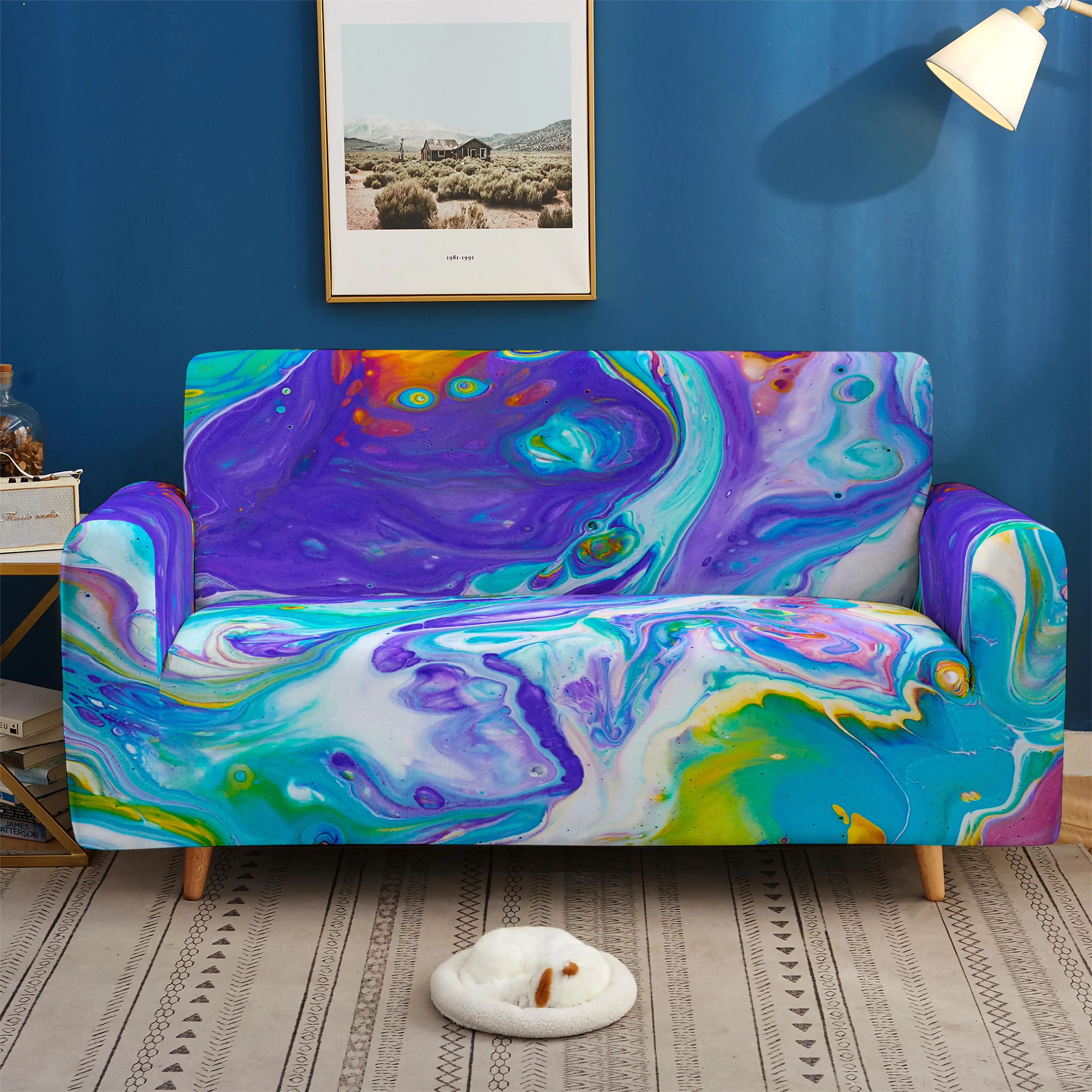 

Marble Pattern 3D Print Sofa Cover Elastic Slipcover Stretch for Sofas for Living Room Couch Cover 1/2/3/4 Seater Sofa Protector