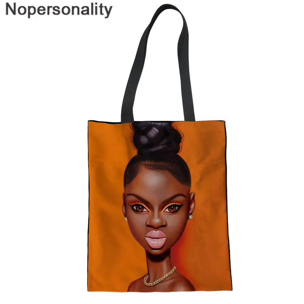 

Сумка-тоут Nopersonality Женская холщовая, саквояж в американском стиле с художественным принтом, пляжная сумочка черного цвета для покупок с кар...