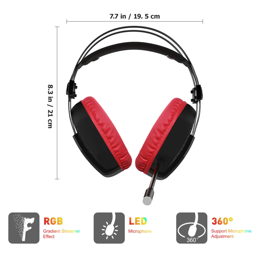 

Gaming Headset RGB LED Light Game Headphone Computer PC Gaming Headset with Mic