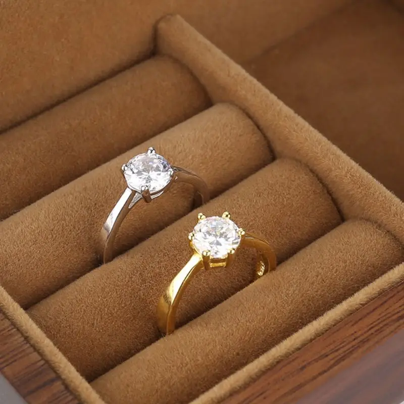 

Rectangle Shaped Wood Ring Box Portable Jewelry Box Holder Engagement Ring Box engagement ring box