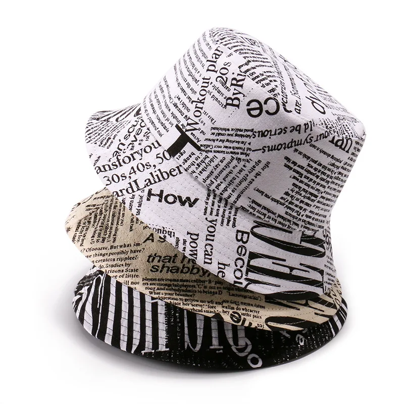 

Ботинки в рыбацком стиле с Кепки Для мужчин's и Для женщин Для мужчин старого газетный рисунок печать бассейна шляпа уличная шляпа с широким...