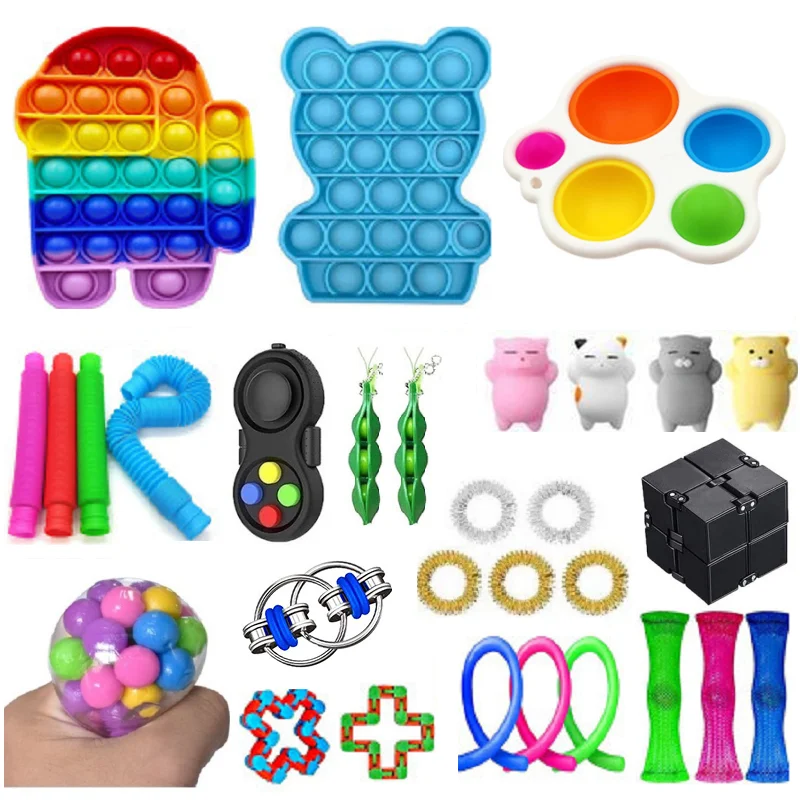 

HOT SALE Fidget Toys 20/21/22/24PCS Pack Sensory Toy Set Antistress Relief Autism Anxiety Anti Stress Bubble for Kids Adults