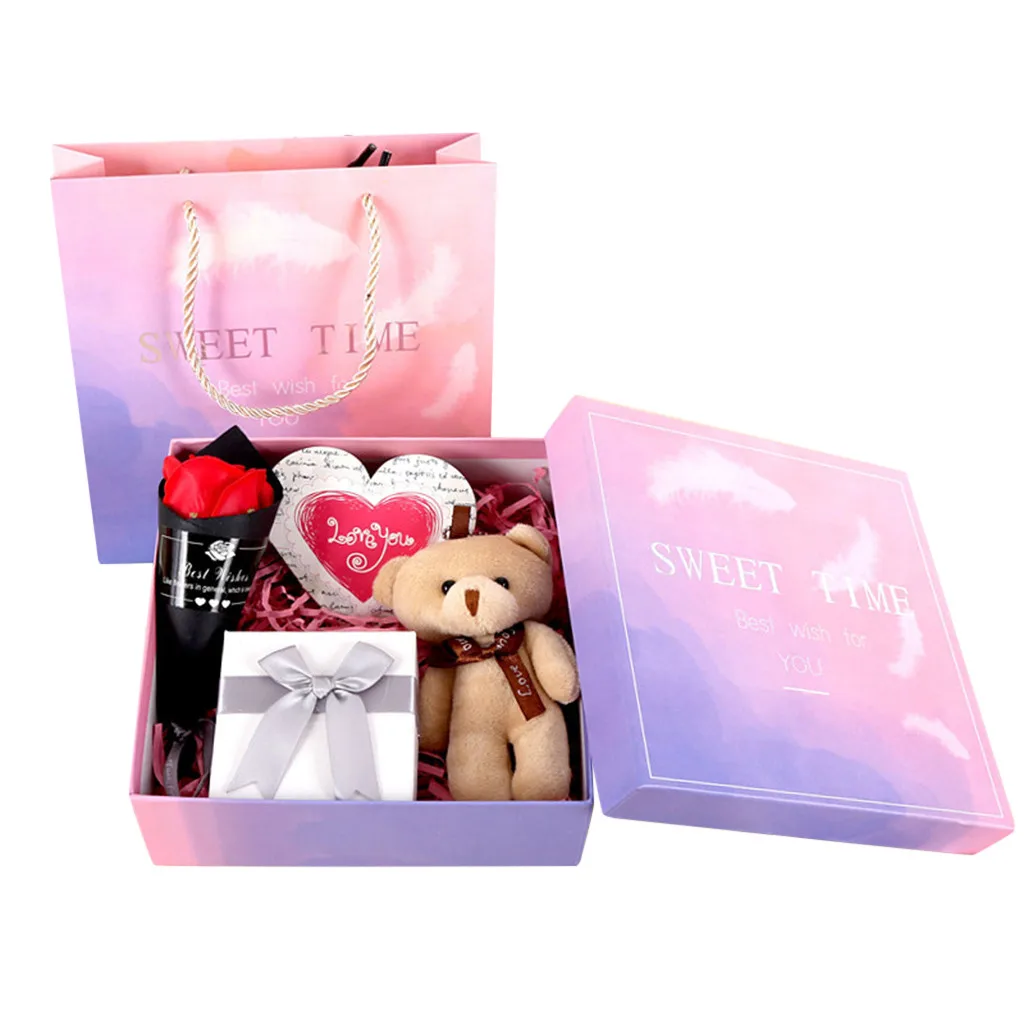 Gummy медведь розы цветок ювелирные изделия Подарочная коробка роскошное мыло