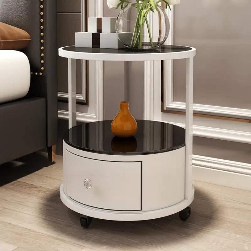 

Fashion round bedside table simple European side a few creative corners several lockers coffee storage