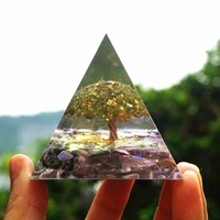 tree of life orgone pyramid energy chakra reiki meditaiton toolperidot with charoite natural crystal stones emf orgonite