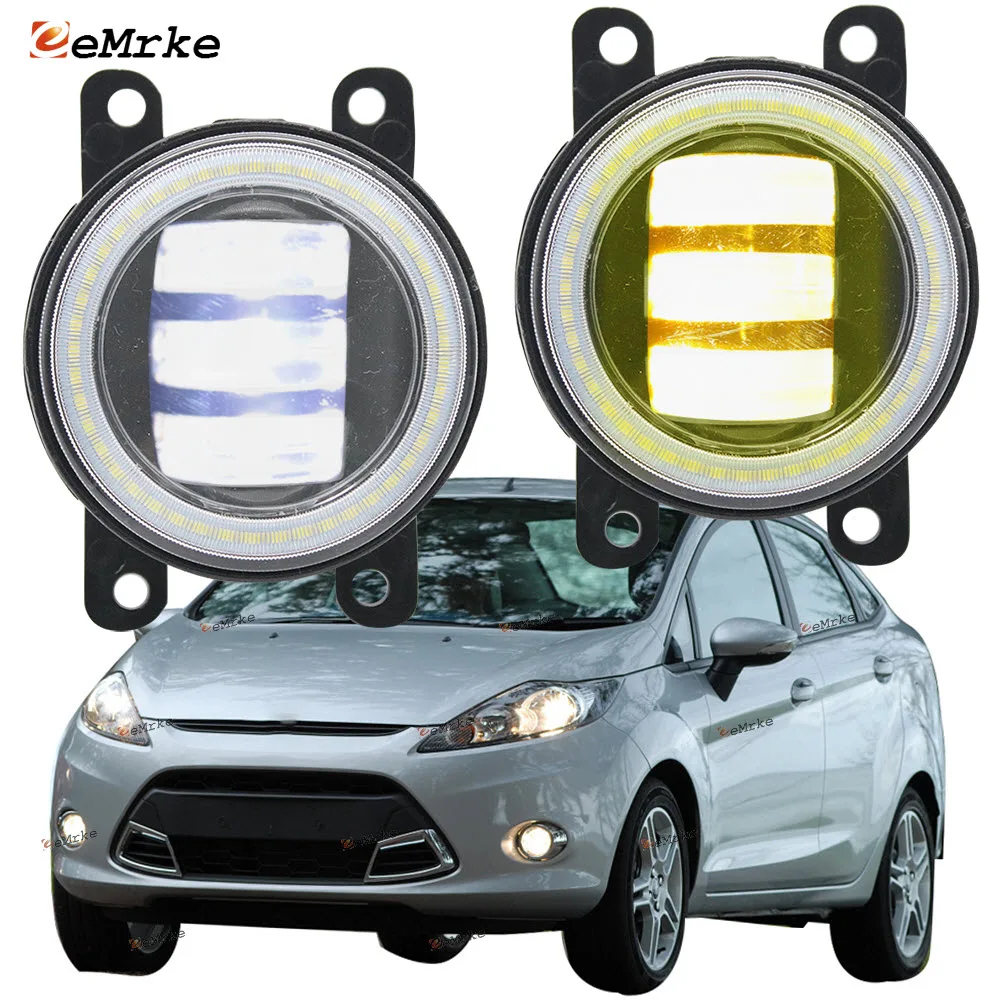 

2in1 LED Angel Eye Daytime Running Lights for Ford Fiesta B6 B9 2008 2009 2010 2011 China Fiesta CL CM Cut-Line Lens Fog Lights