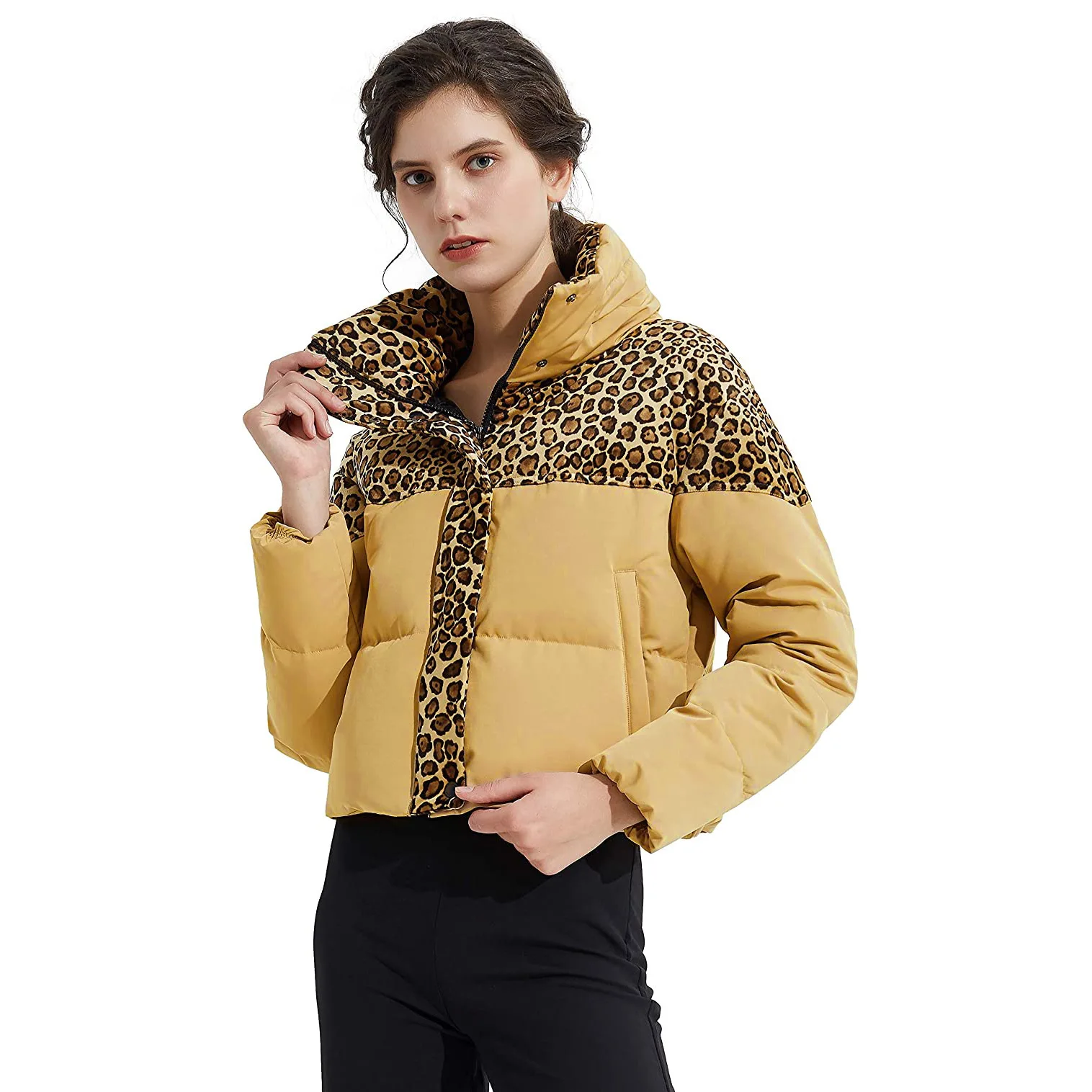 Пальто из хлопка с леопардовым принтом женская верхняя одежда трендовая