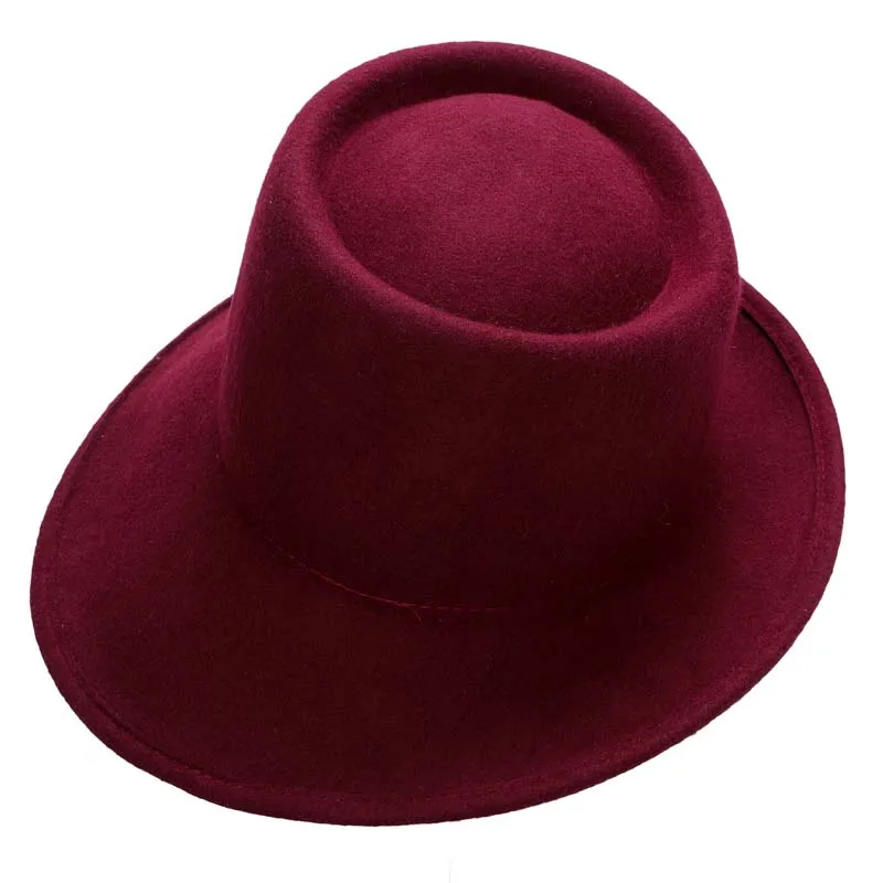 Wine Lawliet шерсть женская шляпа с широкими полями Fedora специальная флоппи Женская фетровая наклонная Асимметричная Свадебная церковная шляпа T289 - Цвет: Wine