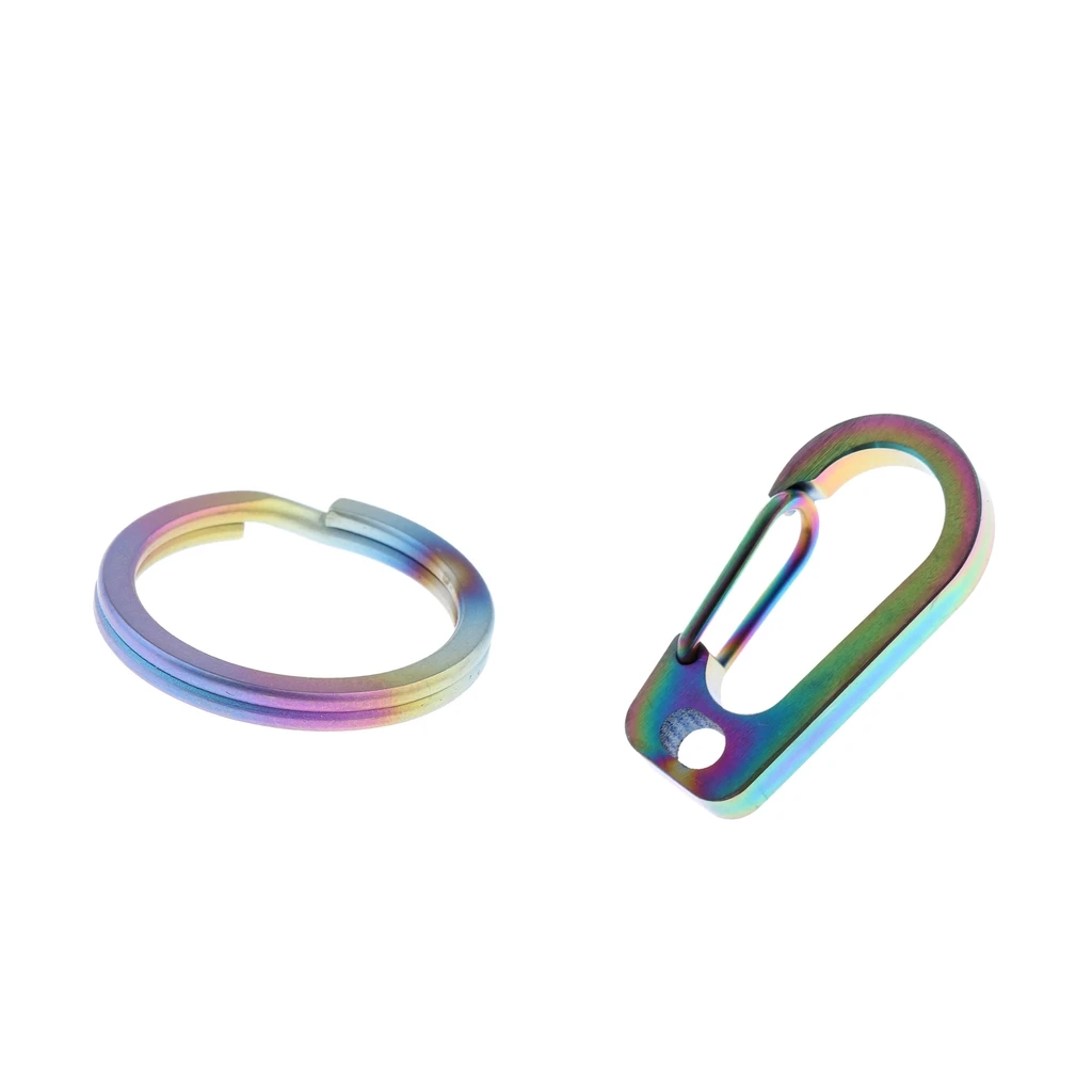 Titanium Alloy Spring Carabiner Clip Keychain Quick Hook Buckle Outdoor with Key Ring Climbing Accessories