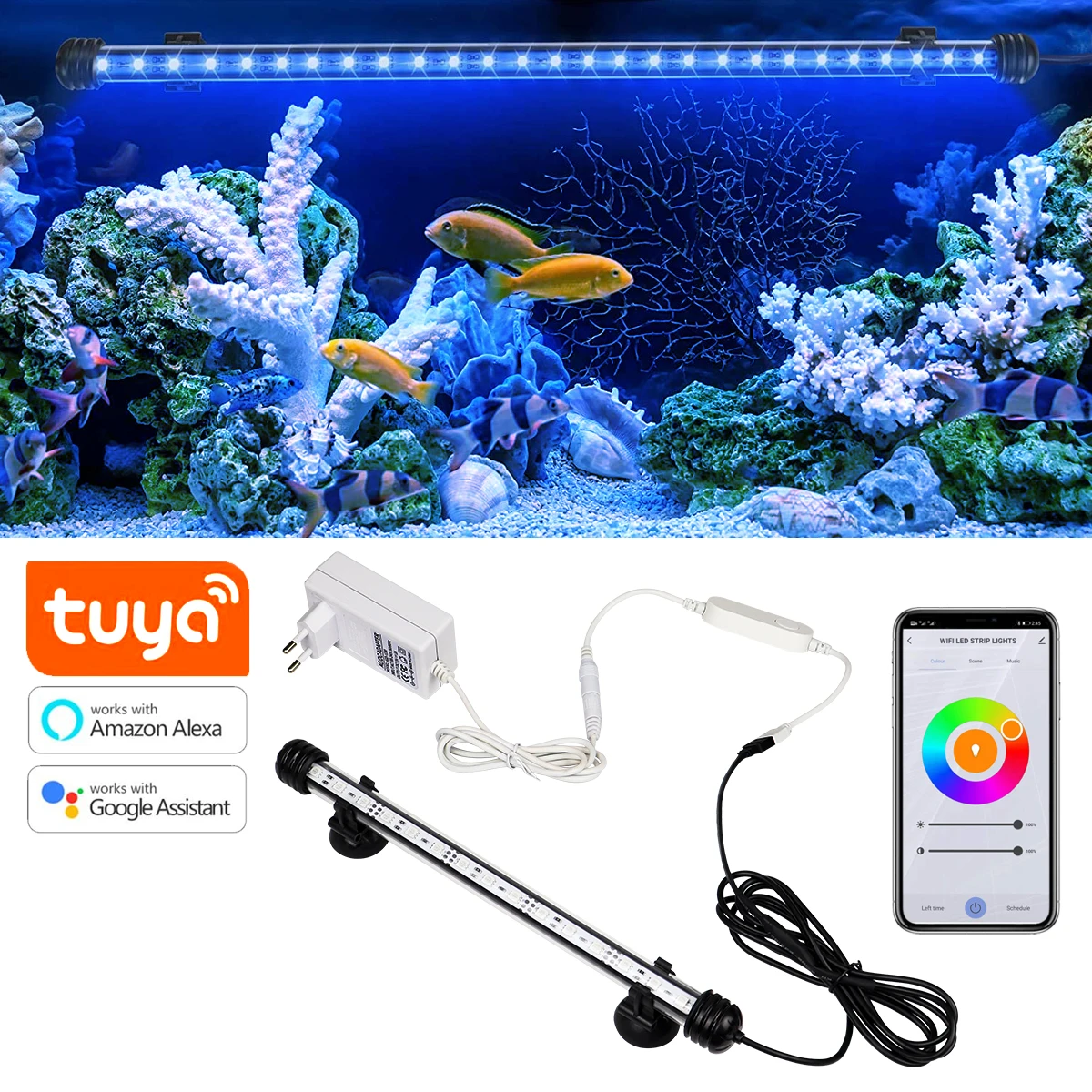 Умный светильник для аквариума Tuya RGB Wi Fi Светодиодный лампа подводная аквариумов