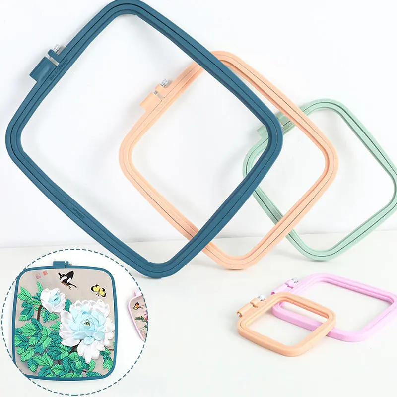 

Cross Stitch Accessories Embroidery Circle ABS Embroidery Hoop Square Candy Color Embroidery Hoop DIY Needlecraft Sewing Tools