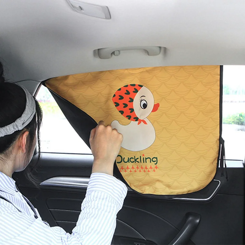 Universal Cartoon Car Sunshade Sunscreen UV Protect Visor Side Window  Car Curtain Styling For Baby Kids
