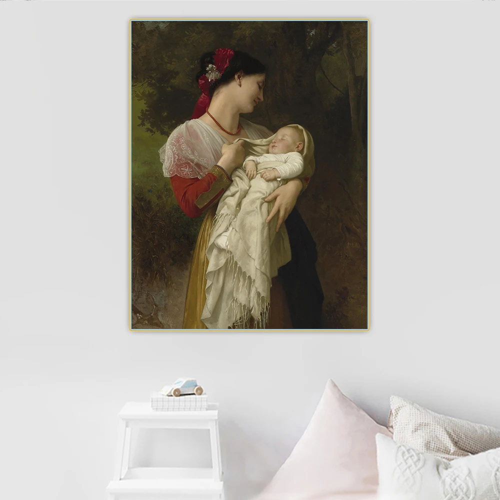 Citon William Adolphe Bouguereau 》 восхищение матери картина маслом на холсте стену фон Декор