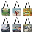 Женская сумка 2020 винтажные дорожные постеры большая сумка-тоут с принтом для покупок повседневные дорожные сумки на плечо B13149