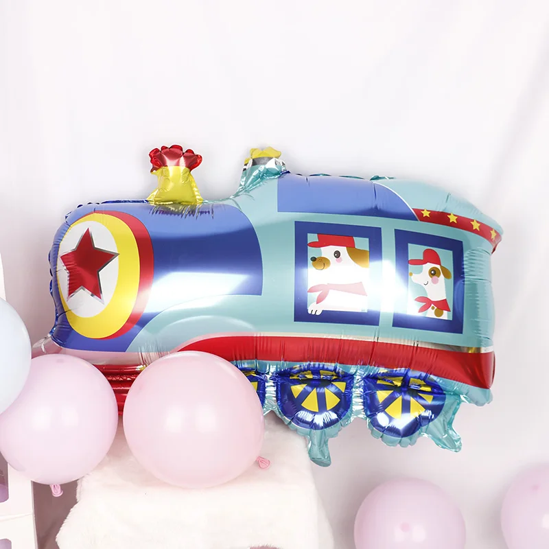 1 набор Мультяшные воздушные шары с номером автомобиля пожарная машина поезд