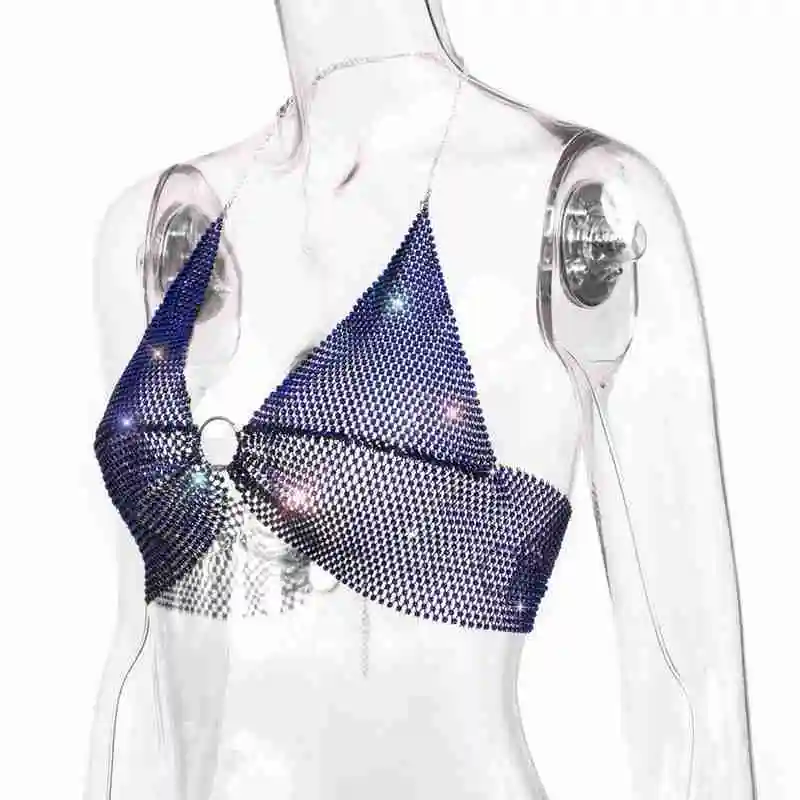 

Sexy Jewelry Mesh Crystal Body Chain Bra Harness Belly Bra For Women Waist Bralette Necklace Chain Body H7R0