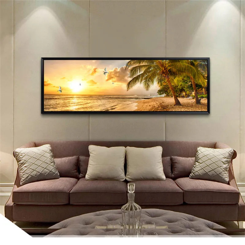 Пейзаж Картина на холсте Пляж картина Сумерки море стену для современного дома