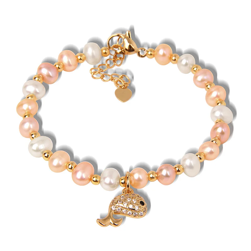 

Classic Baroque Natural Pearl Bracelets For Women Flower Whale Starfish Pendant Freshwater Pearls Charm Cuff Bracelet Jewelry